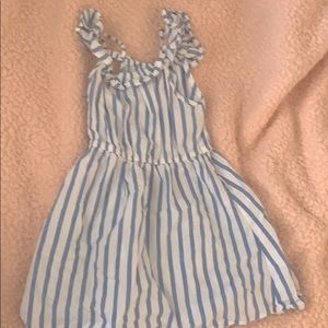 This is a beautiful blue and white striped dress,